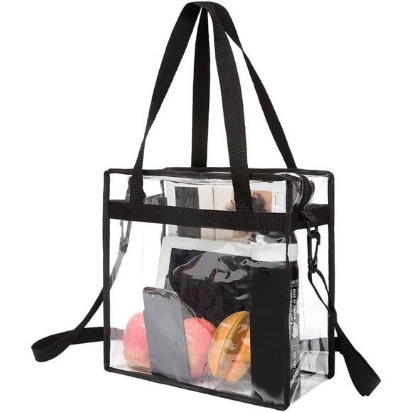 Handbags - Durable Clear Tote Bag 12x6x12 - Ideal for Events with Adjustable Shoulder Strap